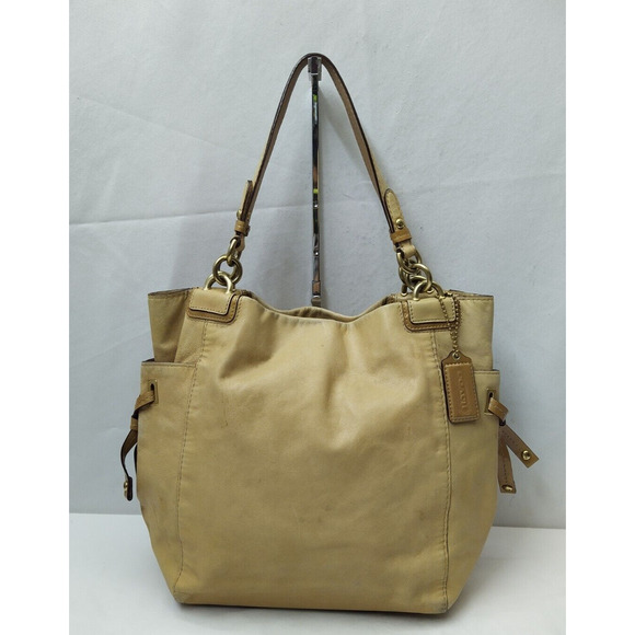 Coach Peyton Light Tan Leather Double Handles Tote Shoulder Bag - Picture 1 of 16